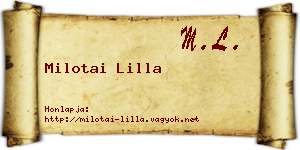 Milotai Lilla névjegykártya
